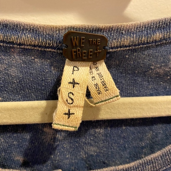 Free People We The Free Blue Acid Wash Top - Picture 3 of 9